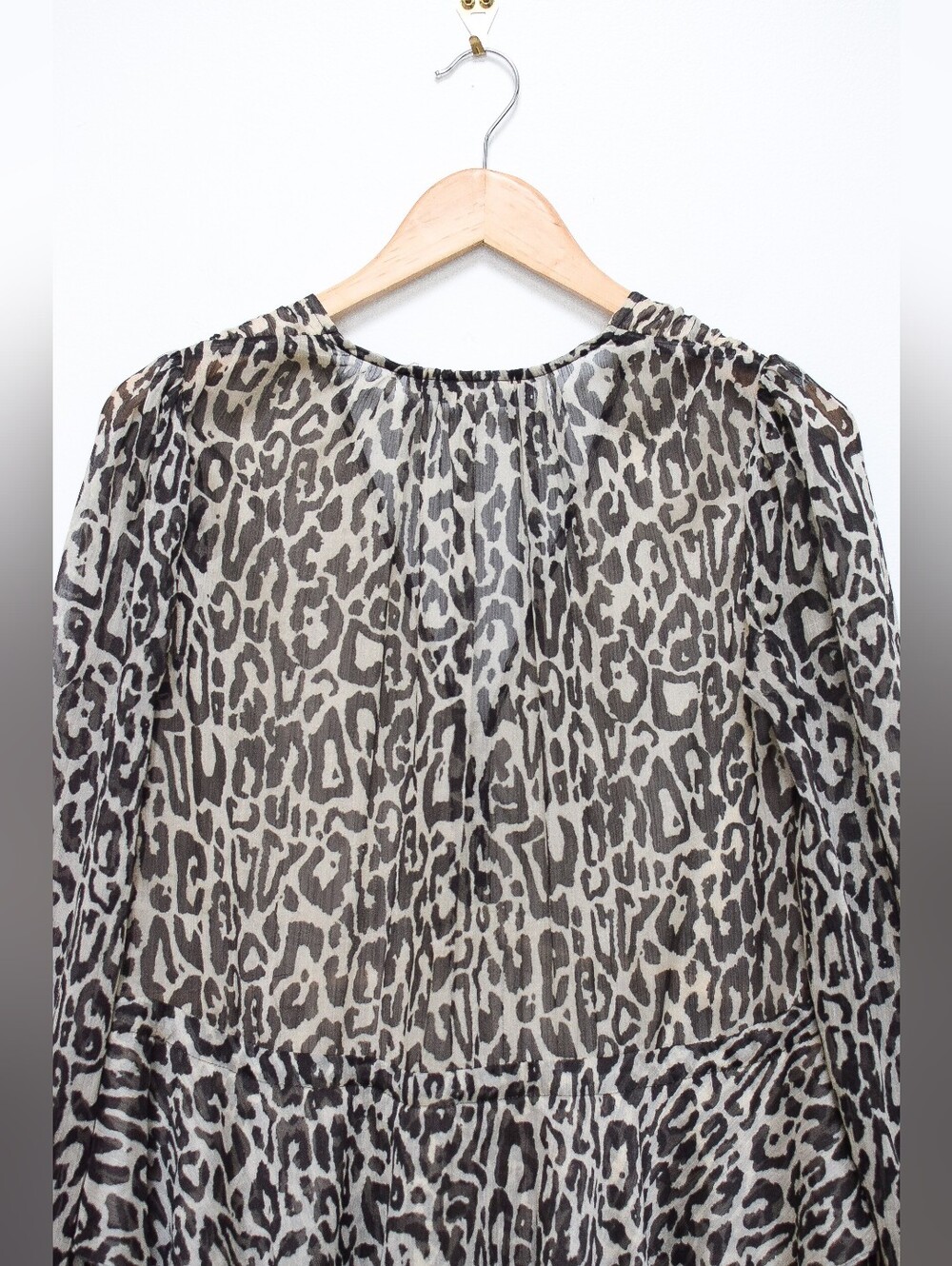 Shona Joy Mariposa Animal Print Tiered Mini Dress Leopard Drawstring Waist Sz 2 - Picture 7 of 10